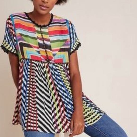 Anthropologie conditions apply kynsa chevron rainbow top - Picture 2 of 8
